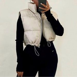 Puffer women vest Crop Jackets Lightweight Outwear winter vest full zip up